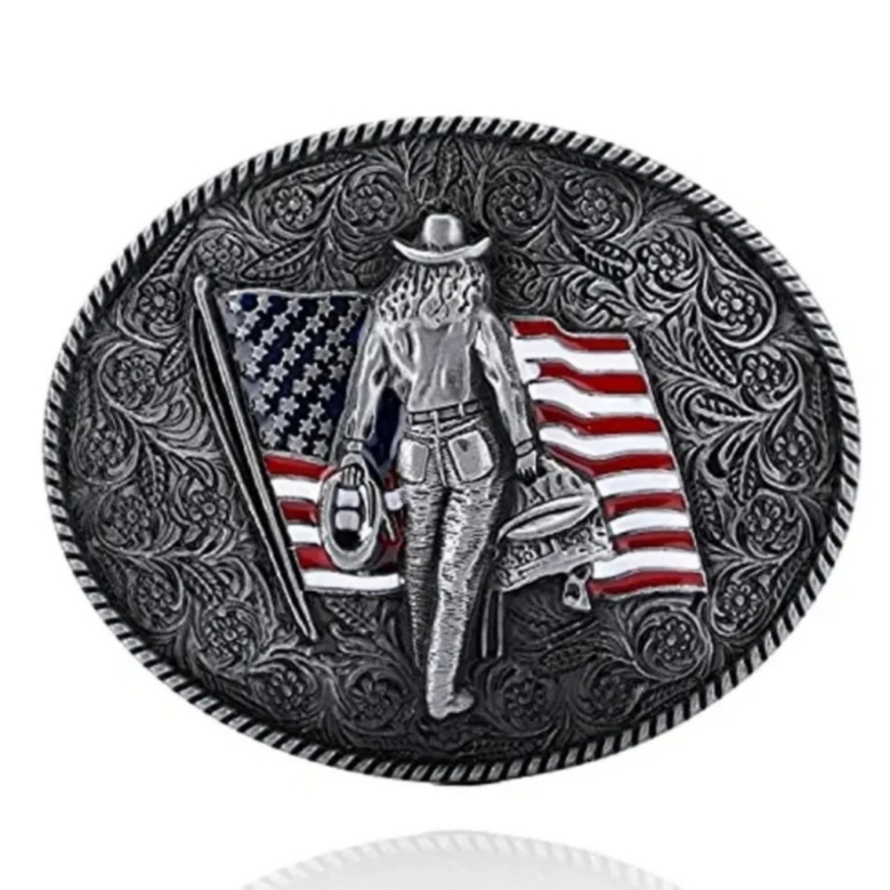 All American Cowgirl Patriotic Belt Buckle NEW!